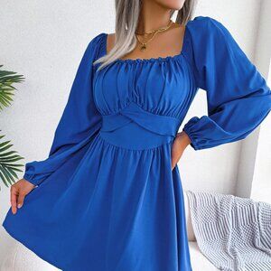 Tied Square Neck Balloon Sleeve Dress